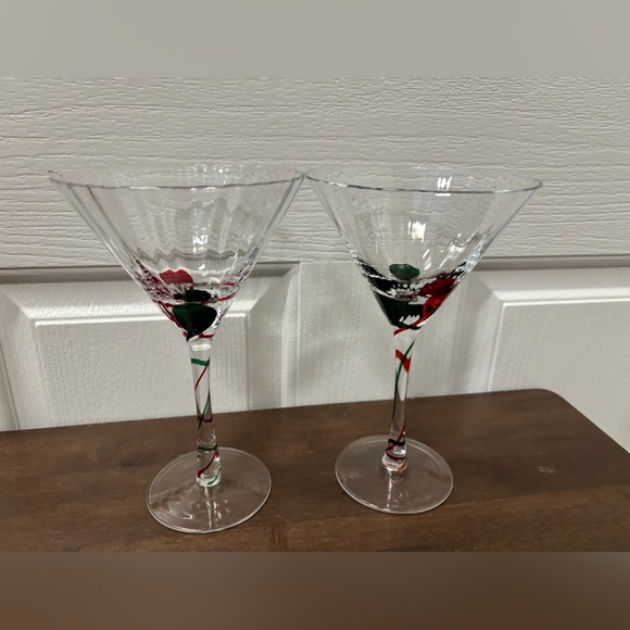 Pier 1 3 Martini Holiday Glasses - Picture 6 of 10
